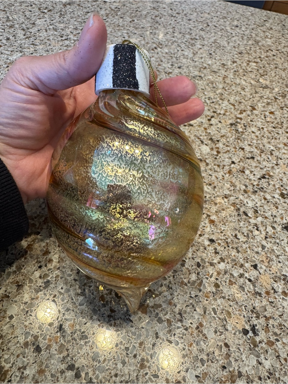 Handblown Glass Home Art Ornament in Gold